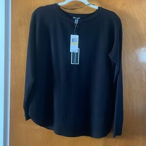 Black Knit Sweater Womens Medium Cable & Gauge